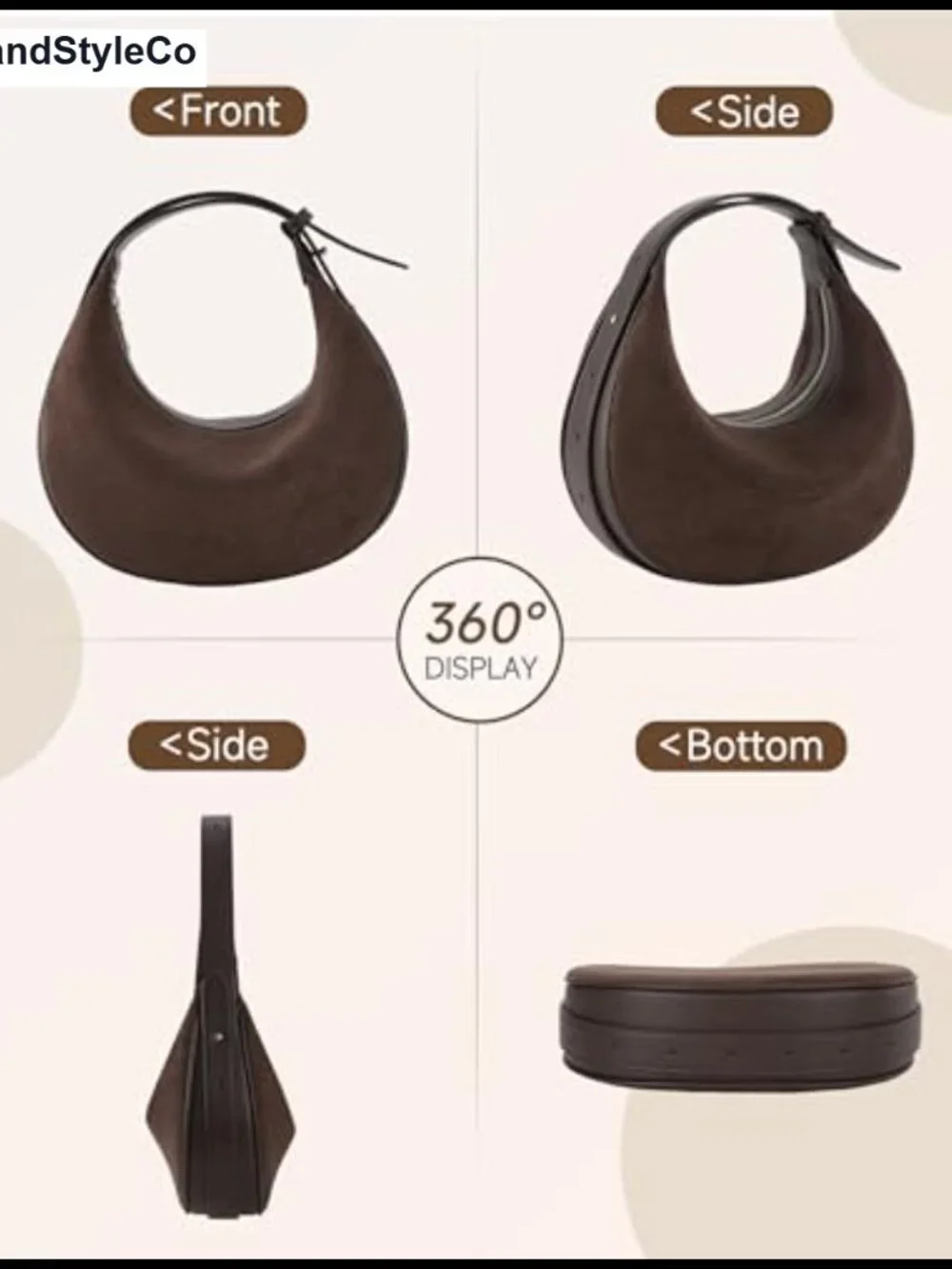Suede Crossbody Bag for Women Crescent Shoulder Hobo Purse with Adjustable Strap